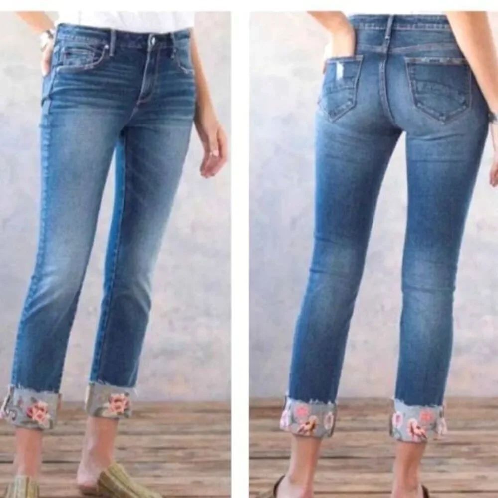 DRIFTWOOD Colette Flower Cuff Jeans sz 29